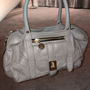 Grey leather tote